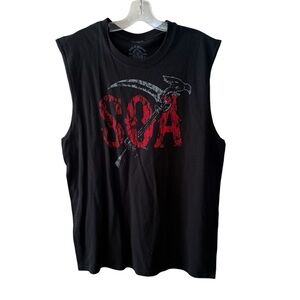 Sons of Anarchy Men’s Muscle Shirt Size Large Black Edgy Streetwear SAMCRO Biker